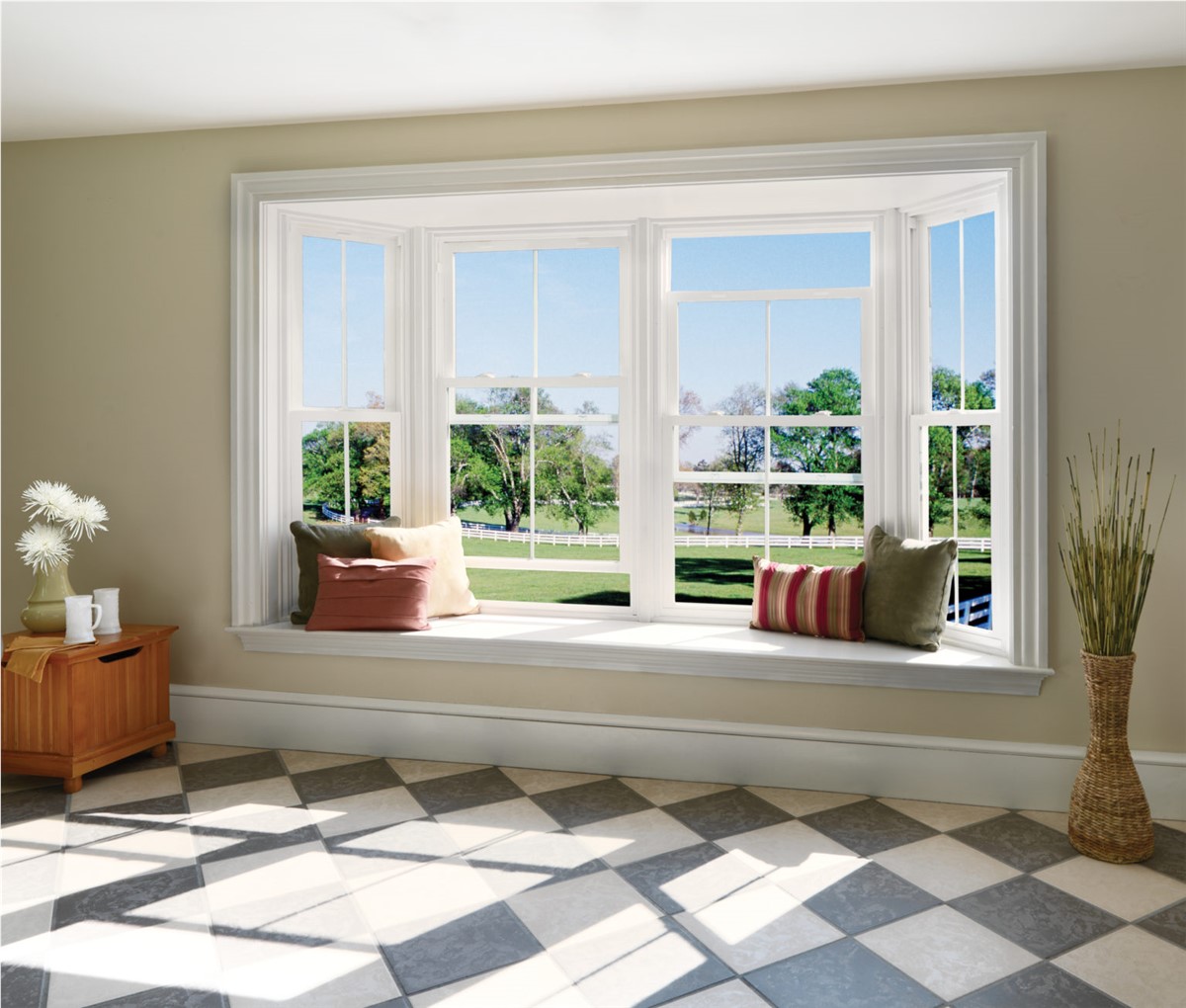 Large bay window installed by Shinnova, offering scenic outdoor views and natural light